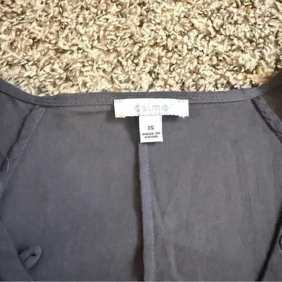 JOHNNY WAS Calme Lightweight Blue Linen Midi Dress with Slip Button Neckline XS - Picture 10 of 10